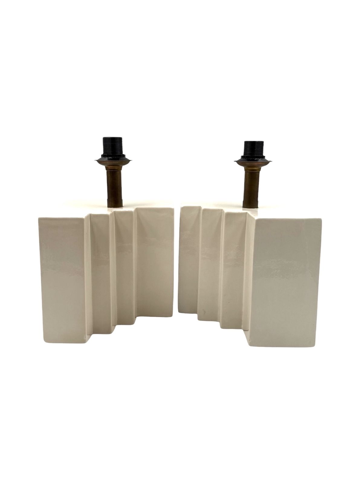 Hollywood Regency Set Of 2 Ceramic Table Lamps, France 1970s photo furniture