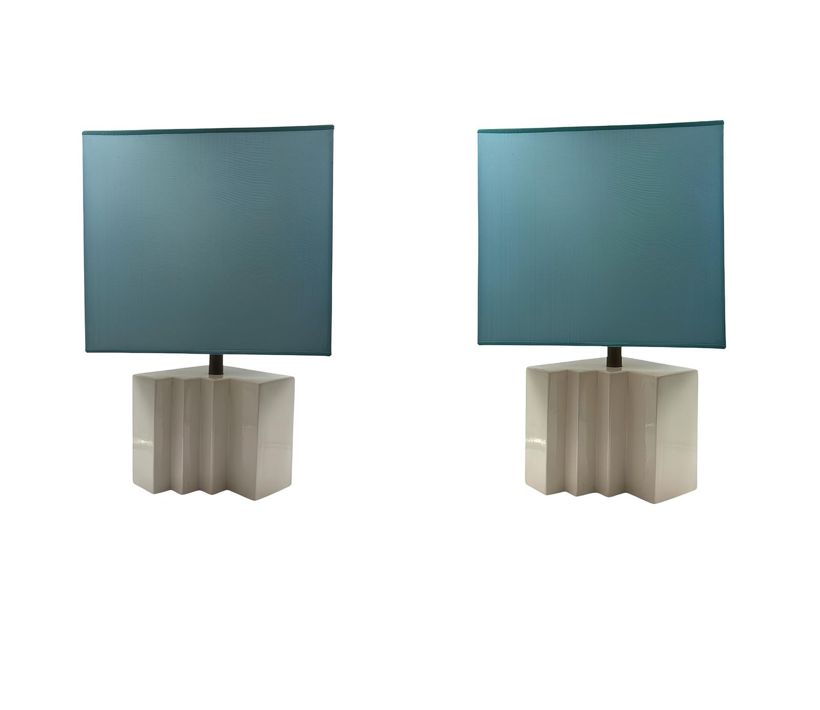 Hollywood Regency Set Of 2 Ceramic Table Lamps, France 1970s