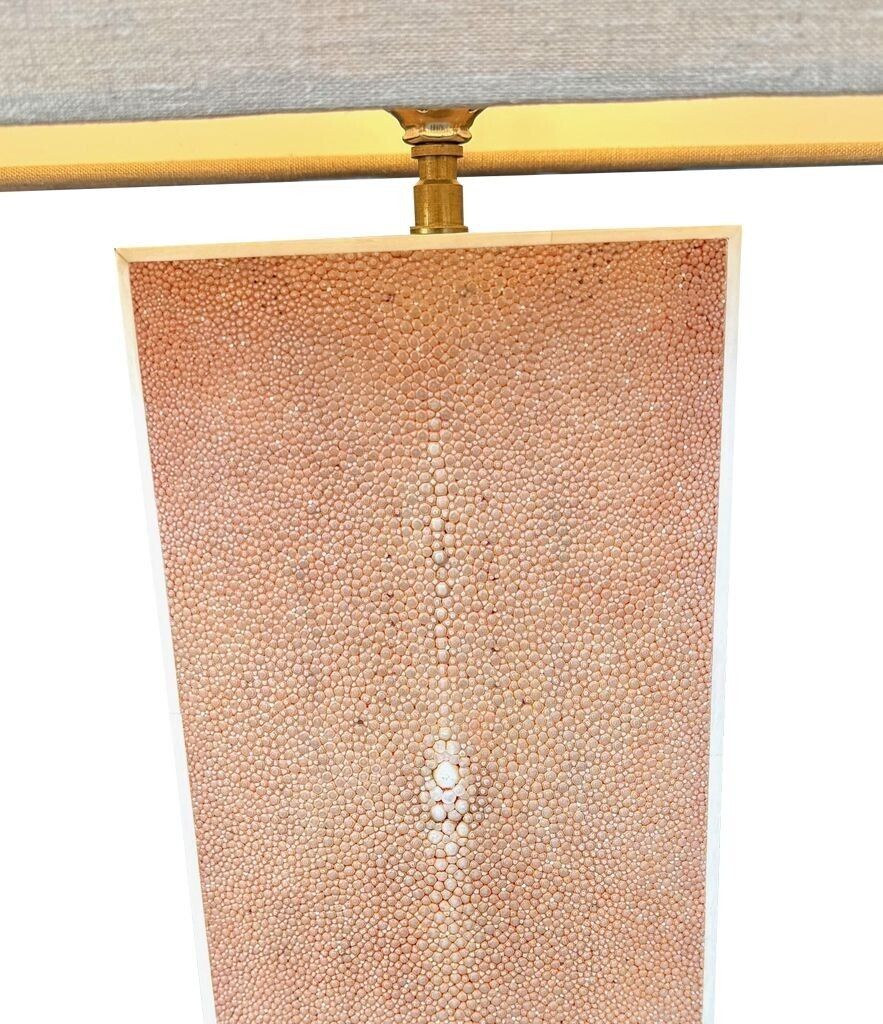 photo buy A Pair Of 1960s Pastel Pink Shagreen Lamps With Natural Linen Shades