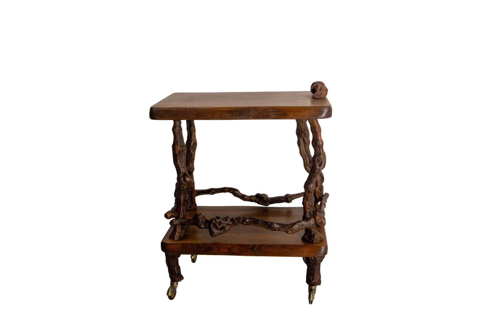 Midcentury Serving Trolley Table Vine Wood And Elm Bar Cart Circa 1960 photo furniture