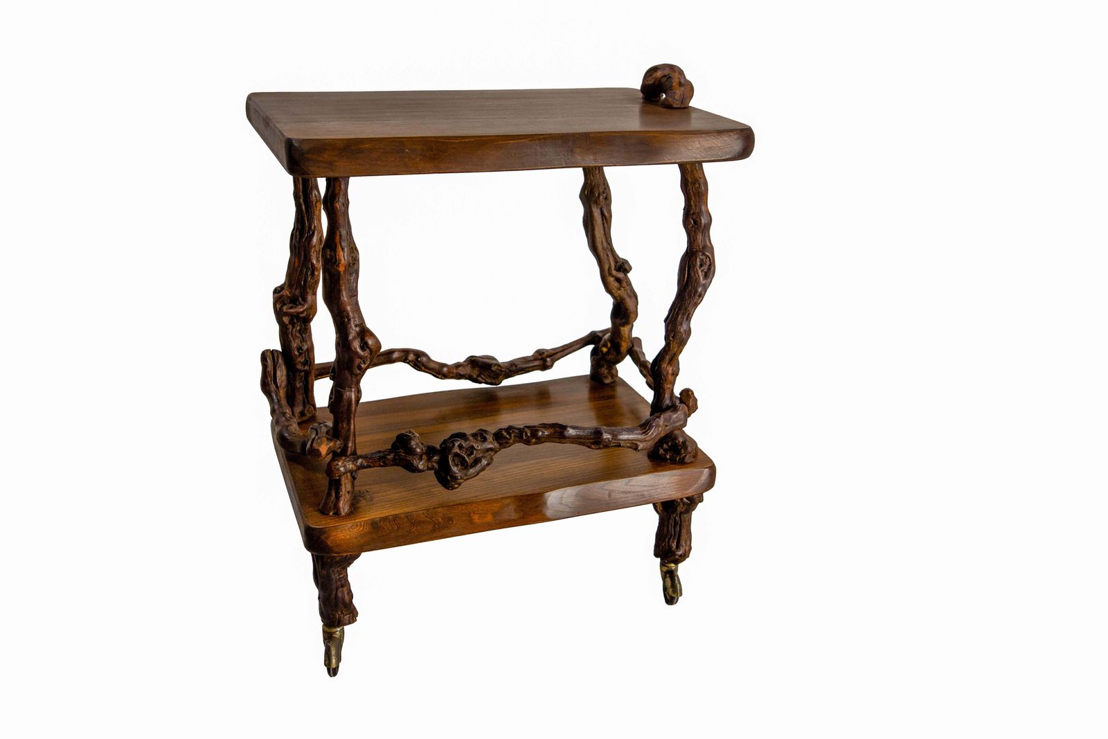 Midcentury Serving Trolley Table Vine Wood And Elm Bar Cart Circa 1960 photo 839.0