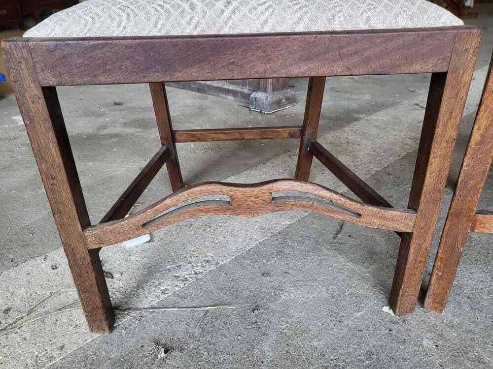 Four Antique Georgian Ribbon Back Dining Chairs Square Legs photo vintage