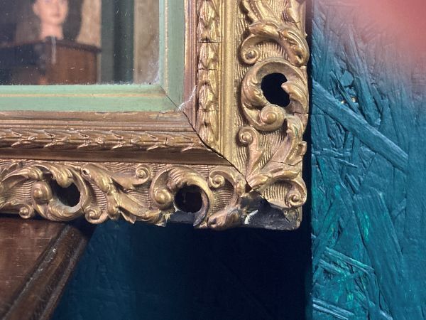 A Charming Antique Wood And Gesso Gilt Wall Mirror photo for sale