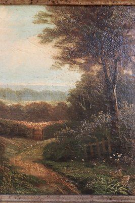 English Landscape, Oil Painting On Canvas, 19th Century, Framed photo furniture