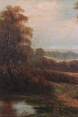 English Landscape, Oil Painting On Canvas, 19th Century, Framed photo 2627.0