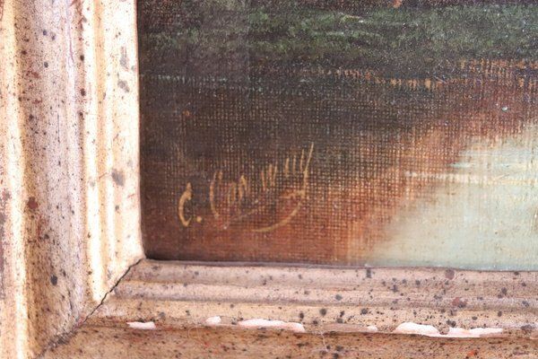 English Landscape, Oil Painting On Canvas, 19th Century, Framed photo vinterior