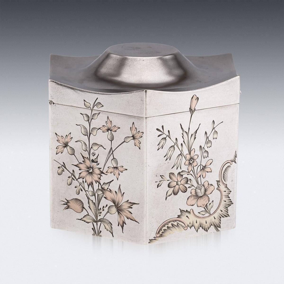 Antique 20th Century Russian Solid Silver Chinoiserie Tea Caddy, Moscow C.1900 photo vinterior