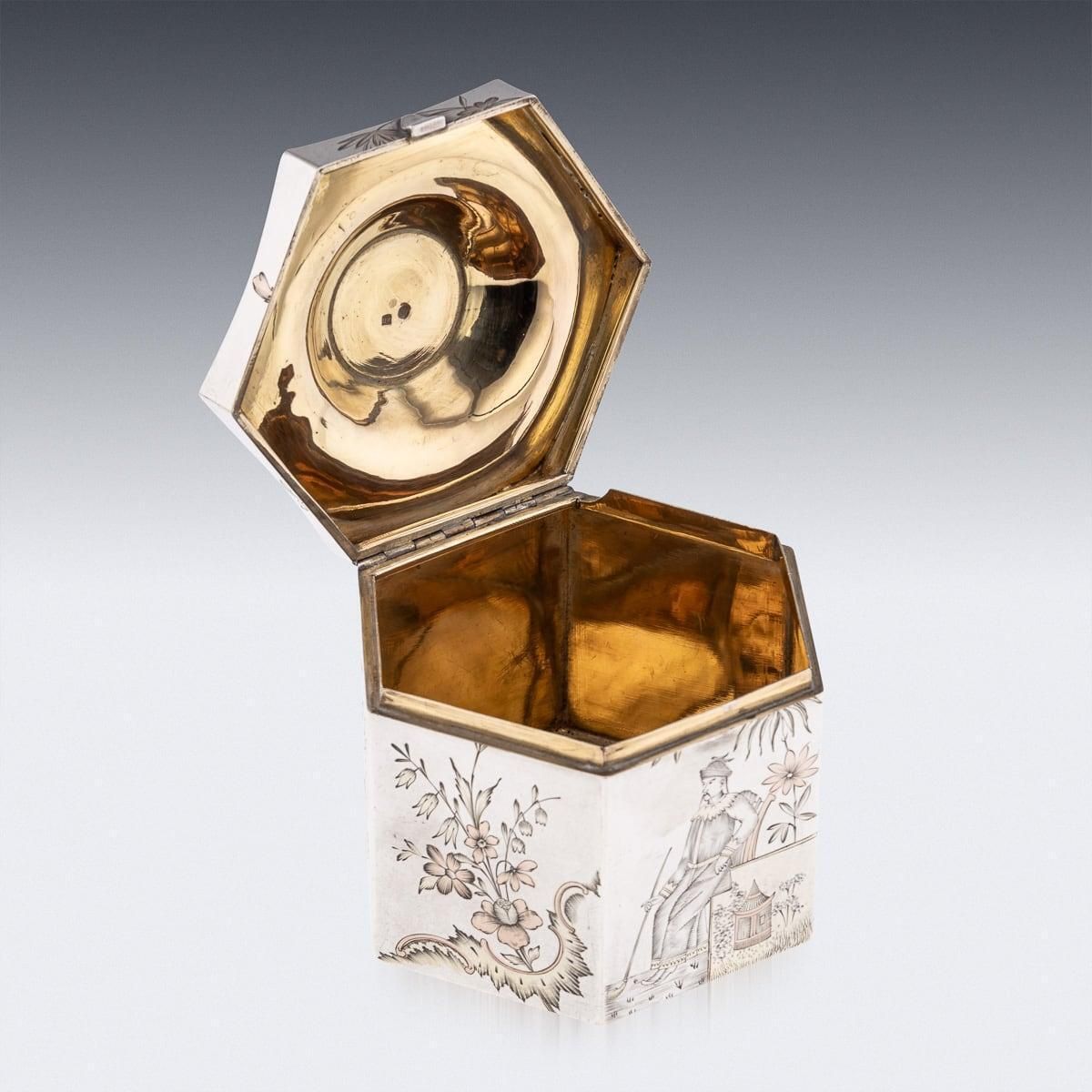 photo furniture Antique 20th Century Russian Solid Silver Chinoiserie Tea Caddy, Moscow C.1900