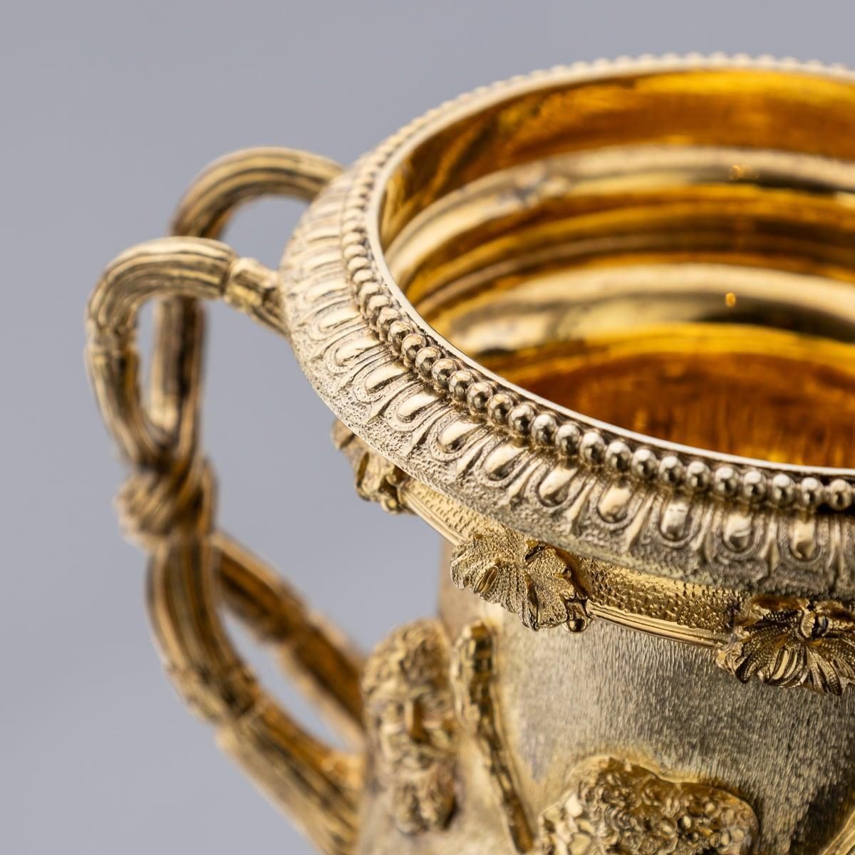 photo for sale 20th Century British Pair Of Solid Silver Gilt Warwick Vases, Asprey C.1914