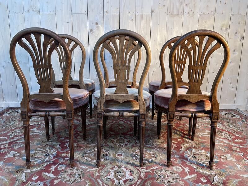 Suite De 6 Chaises « Montgolfière » En Chêne Louis XVI photo 1890.0