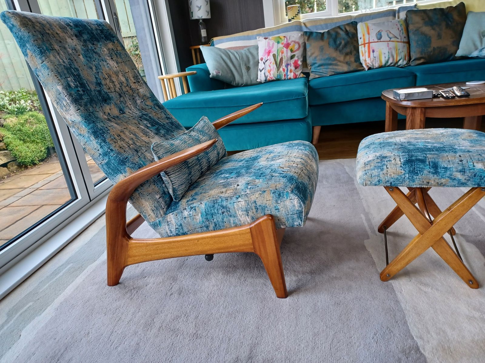 Pair Of Retro Recling Armchairs & Stools photo vinterior