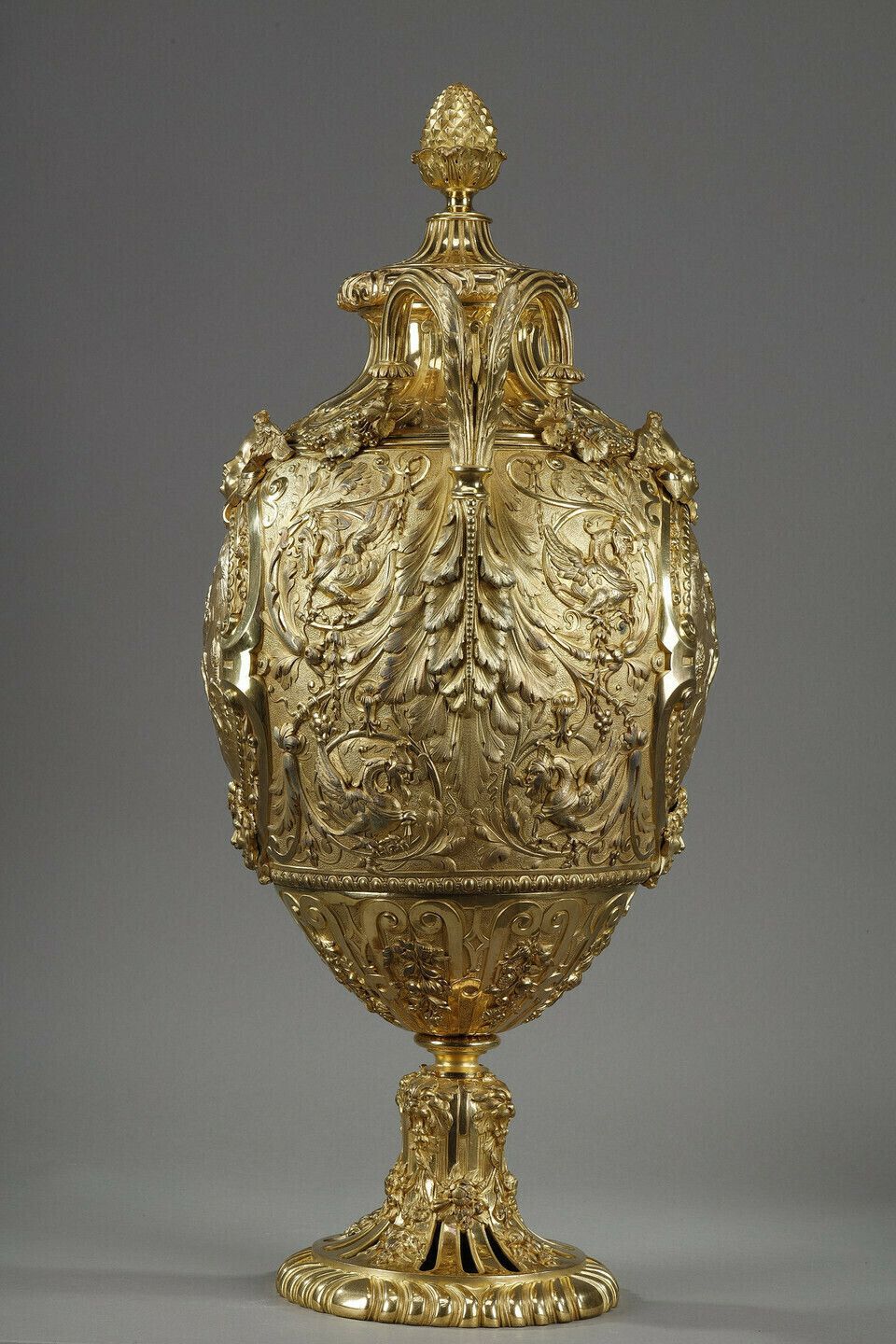 Exceptional Gilt Bronze Ovoid Shaped Covered Vase photo Home Decor