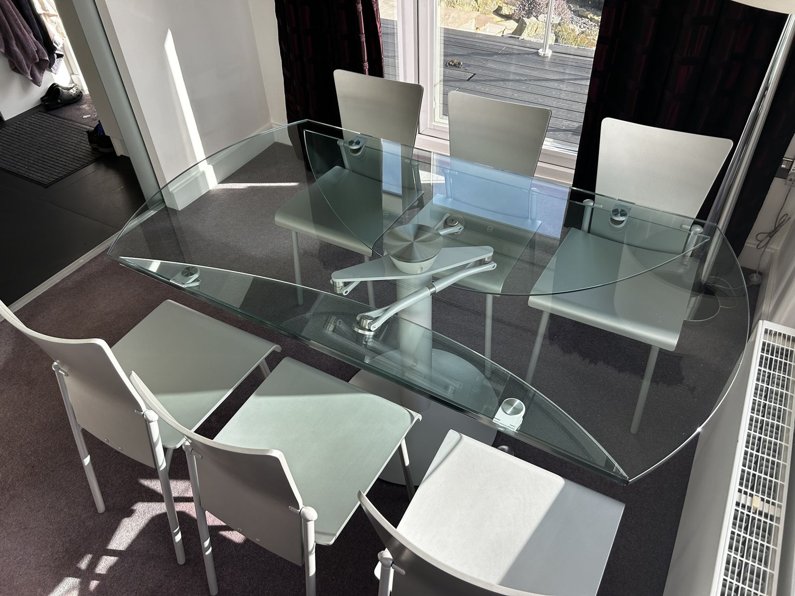 Noas Glass Dining Table And 6 Noas Glisette Dining Chairs photo furniture