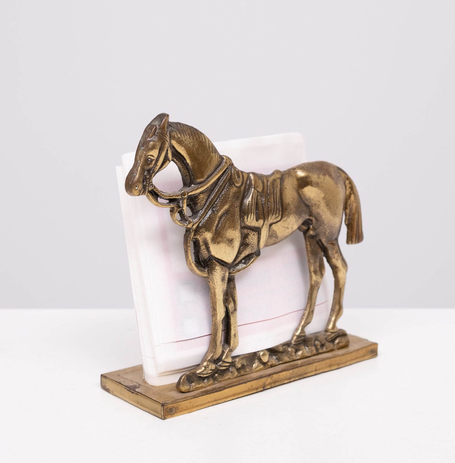 photo furniture Very Nice Brass Letter Holder .Horse For A Fence . 1950s