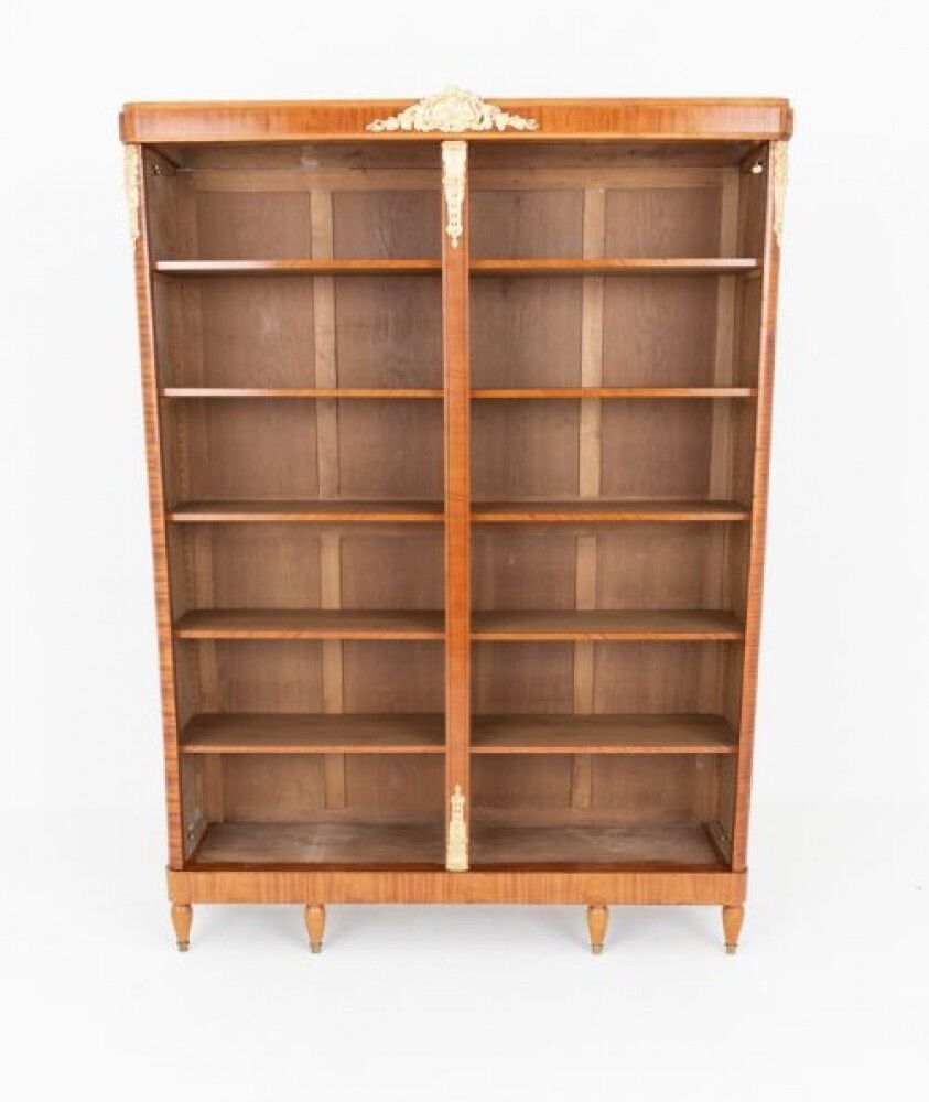 Sheraton Revival Display Cabinet Bookcase Satinwood 1880 photo for sale