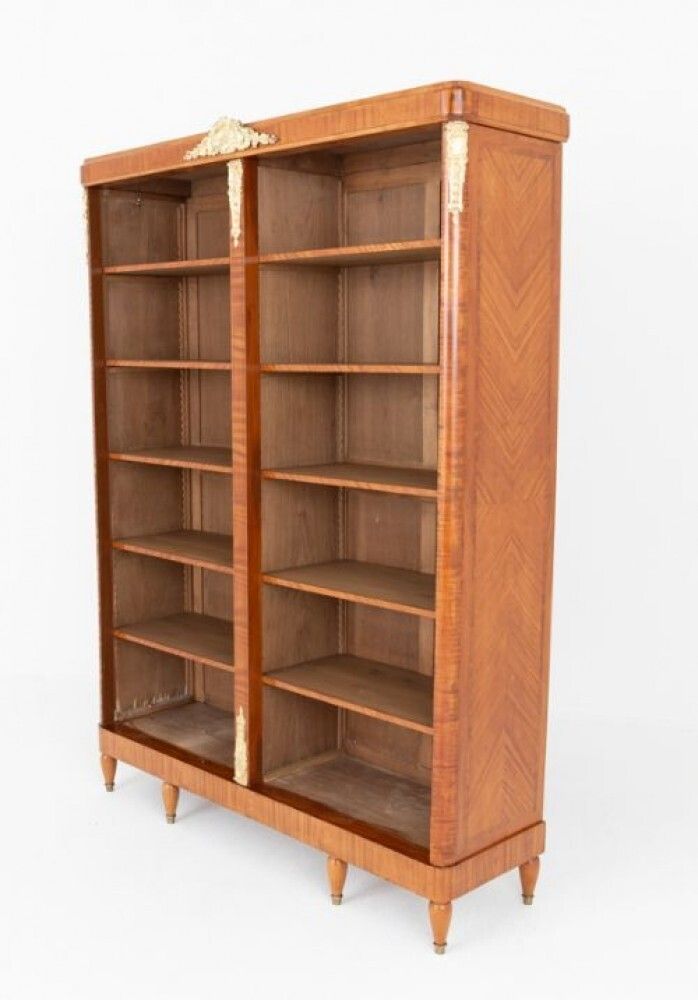 Sheraton Revival Display Cabinet Bookcase Satinwood 1880 photo vintage