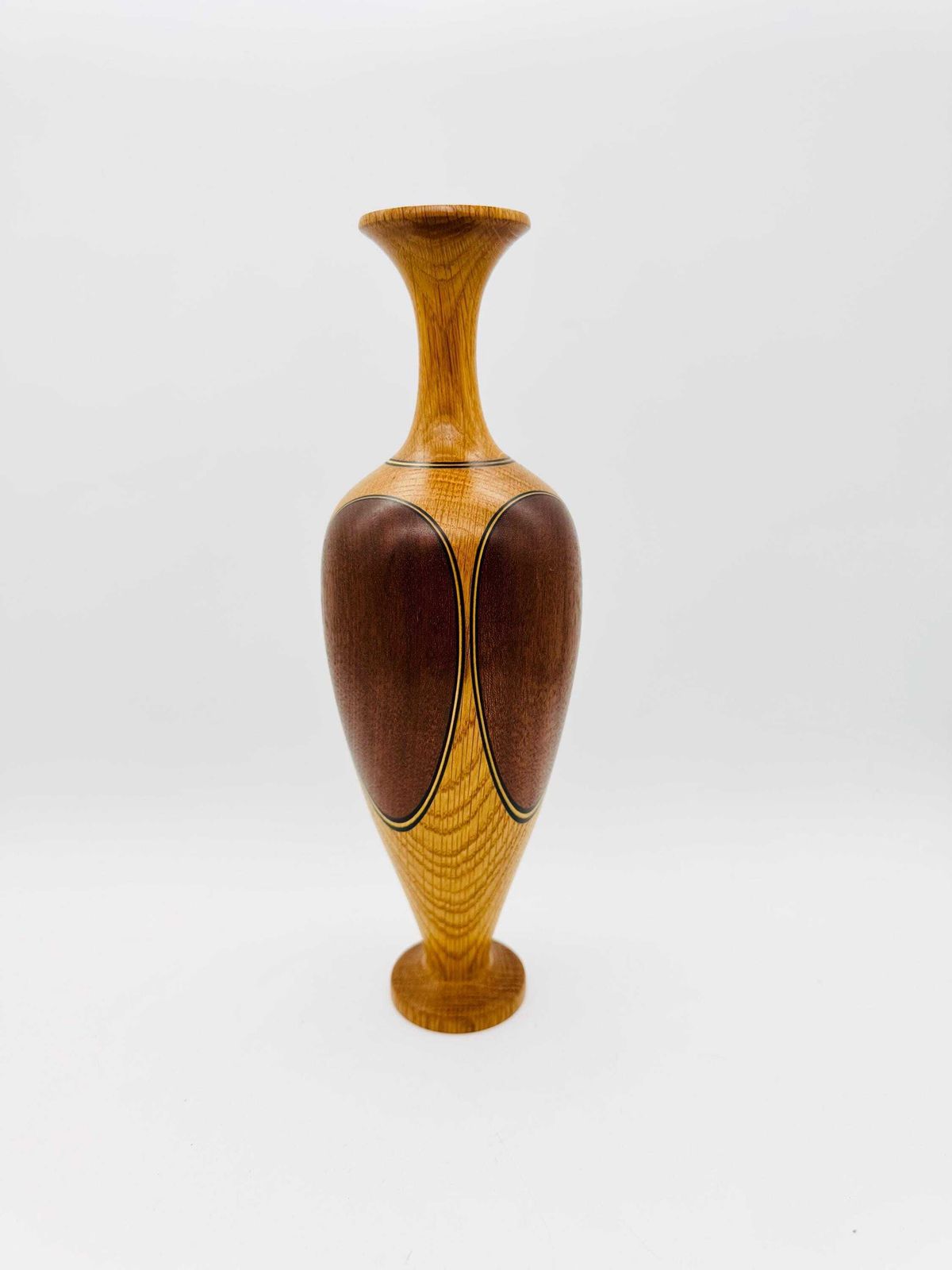 Hand Crafed Wood Inlaid Vase, Signed, Turned Wood Vase photo Home Decor