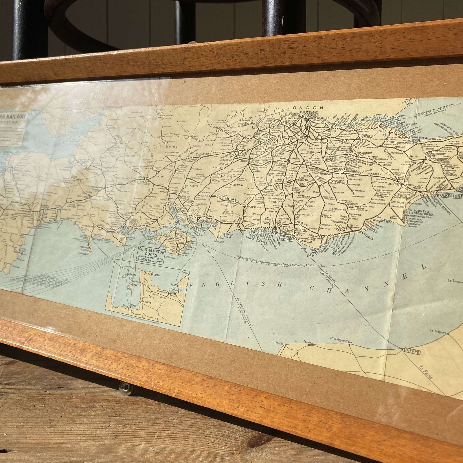 Framed Southern Railway Map, Early 20th Century photo 138.0