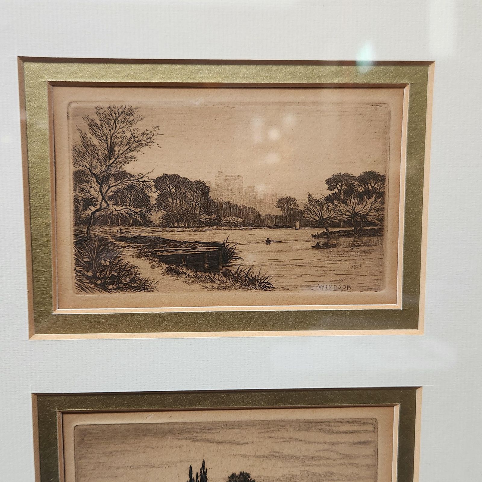 Framed Set Of 6 Etchings Of The River Thames. Possibly Wildred Ball photo Art