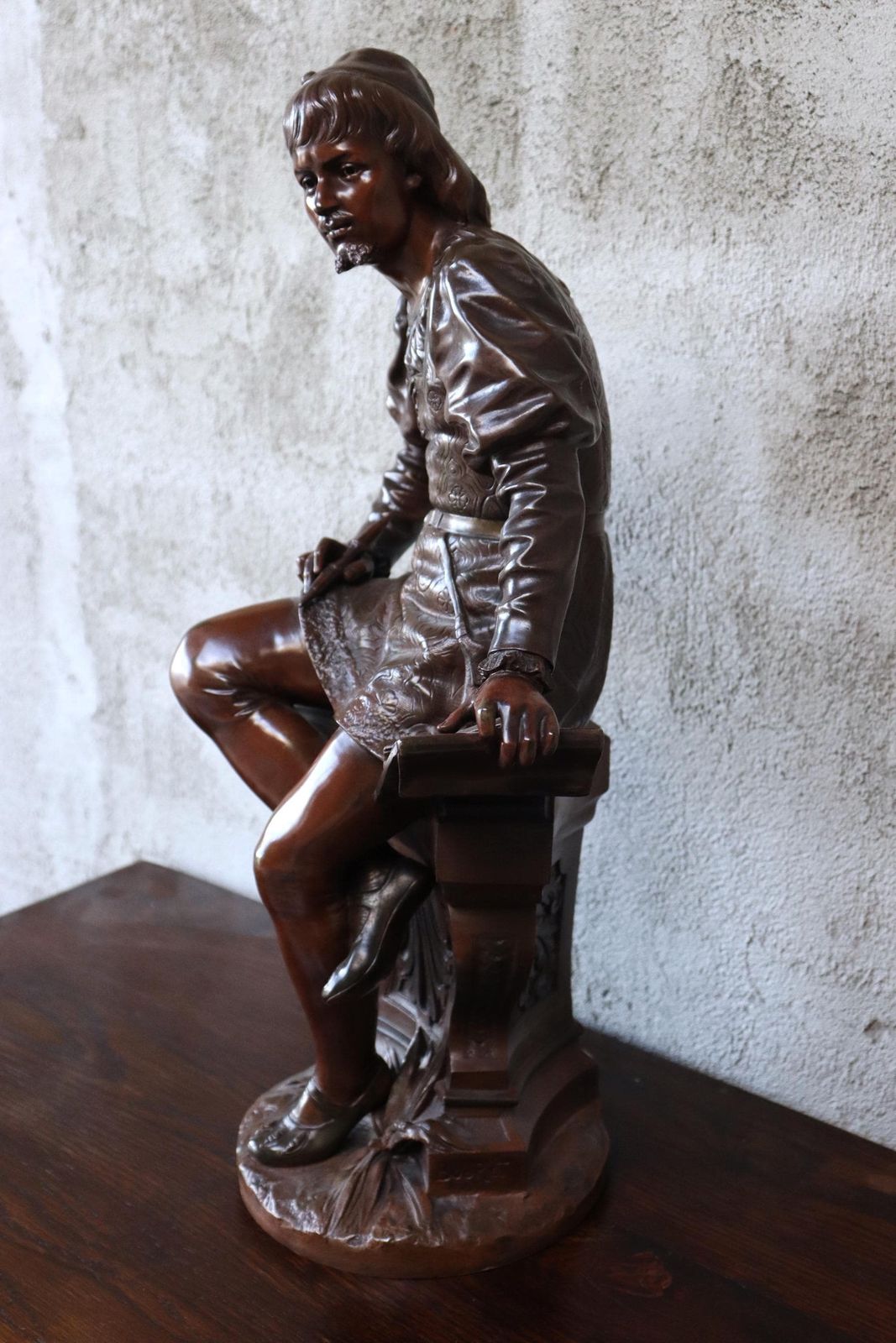 Antiek Bronzen Beeld Van Een Schrijver, 19e Eeuw, Naar Werk Van De Franse Beeldhouwer Eutrope Bouret (St. 234) photo furniture