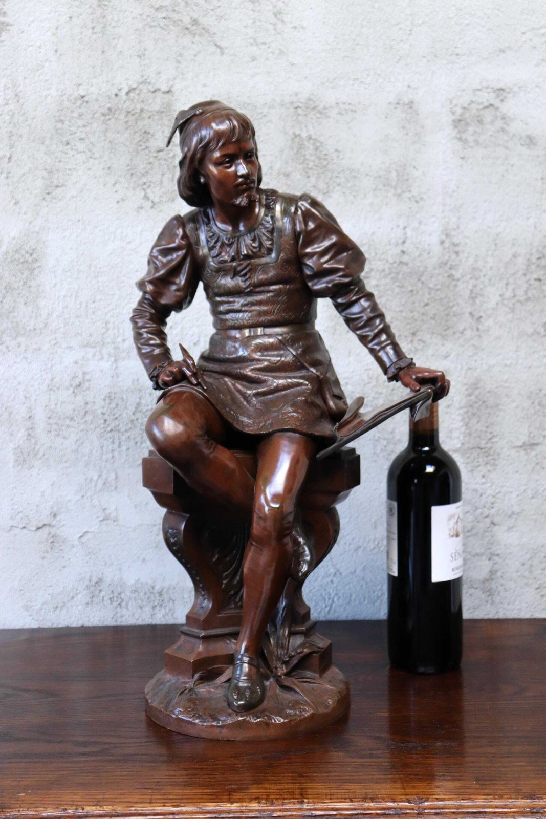 photo furniture Antique 19th Century Bronze Sculpture Of A Writer By French Sculptor Eutrope Bouret (St. 234)