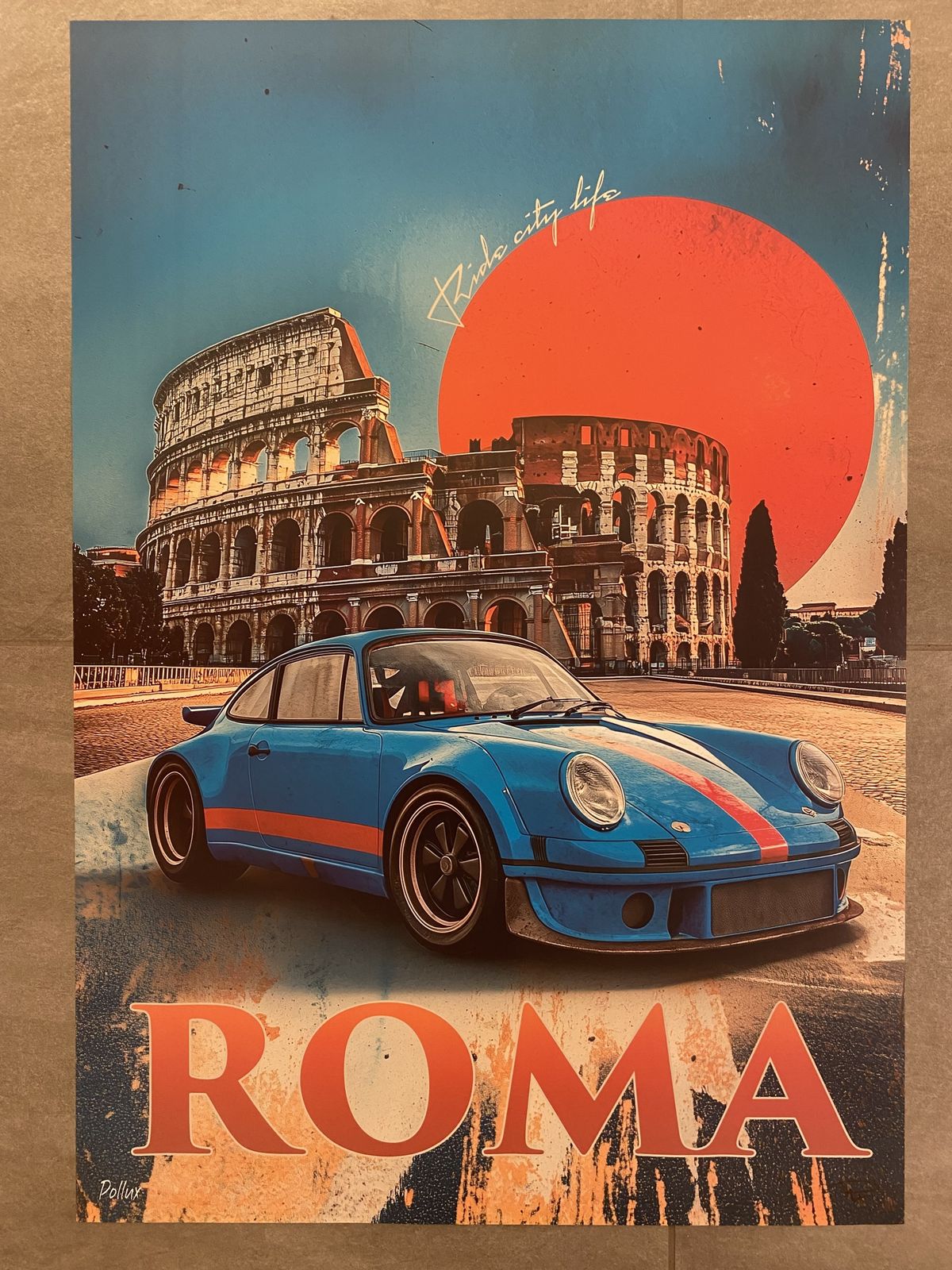 Art Pollux, 2020s   Roma   Original Poster Printed In Offset With Detached Screen Cm 98x 68 In 38,6 X 26,8 Hand Signed Lower Right photo