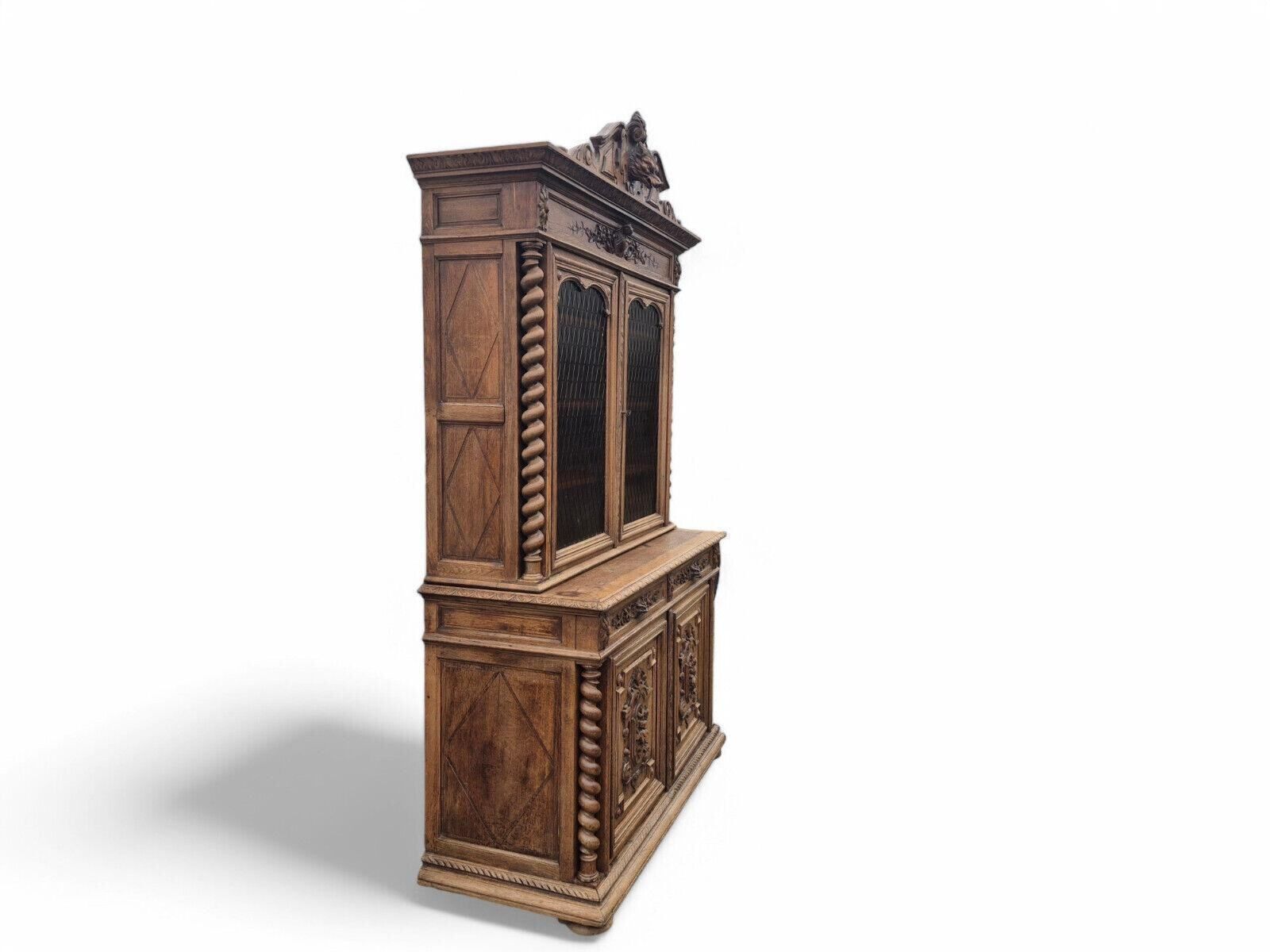 Antique Solid Oak Wood Carved French Bookcase / Dresser Late 1800s photo Furniture
