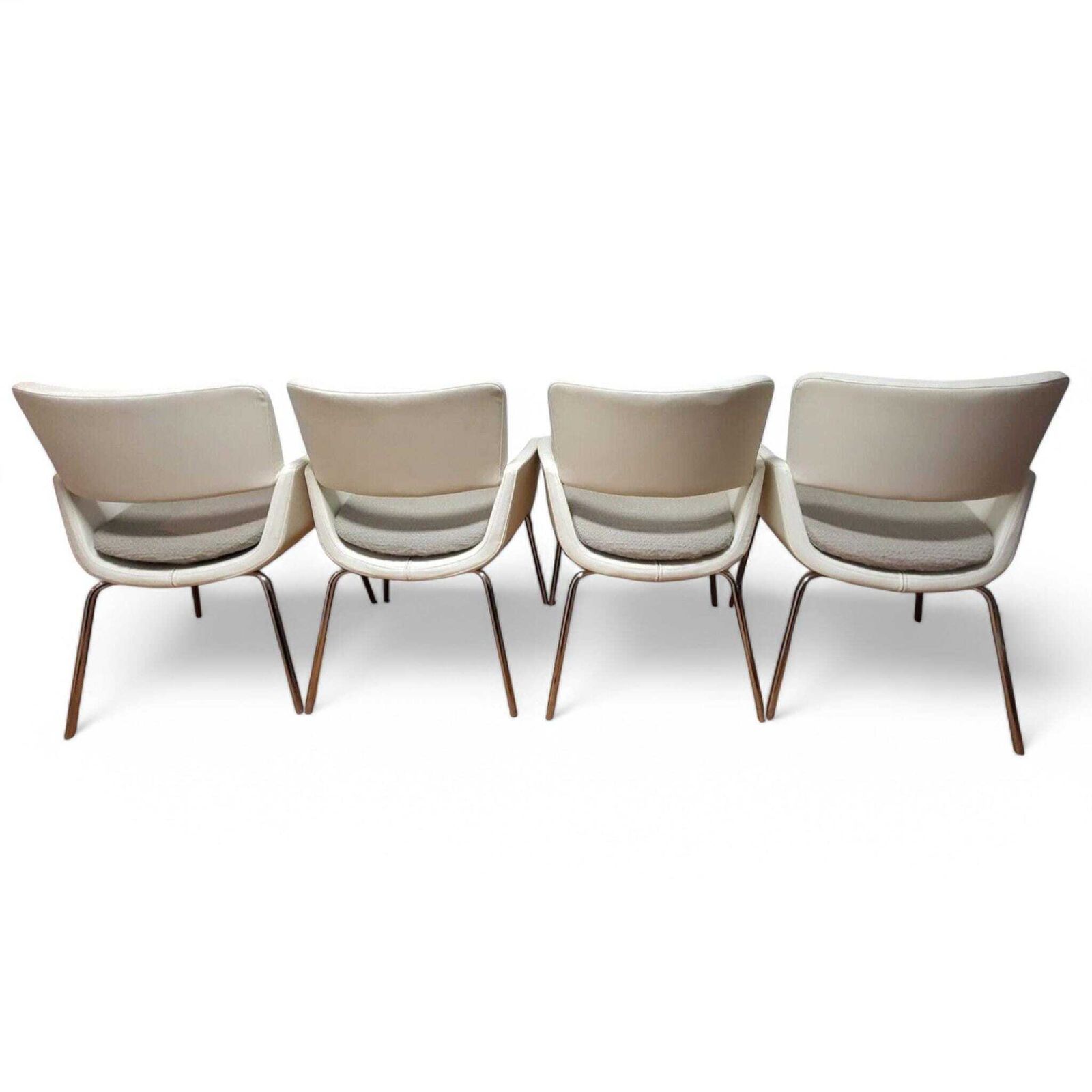 Set Of 4 Vintage Korus White Leather Industrial Style Dining Chairs   Retro Chic Mid Century Design photo buy