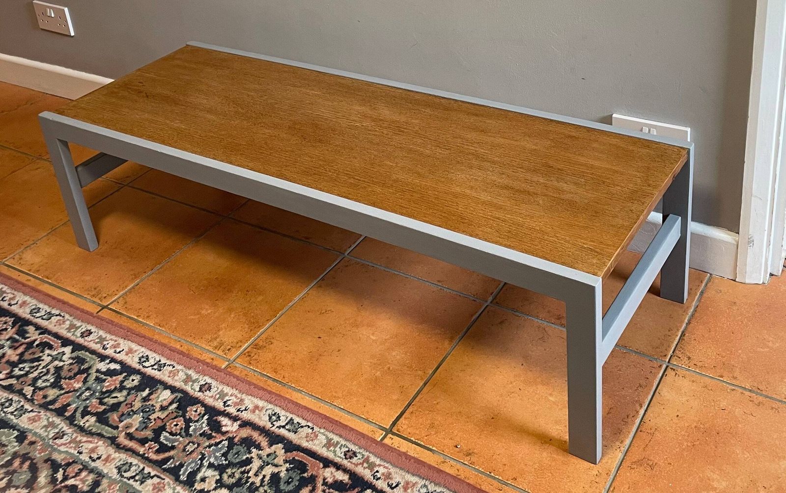 Upcycled Grey And Oak Modern Industrial Style Coffee Table 4ft