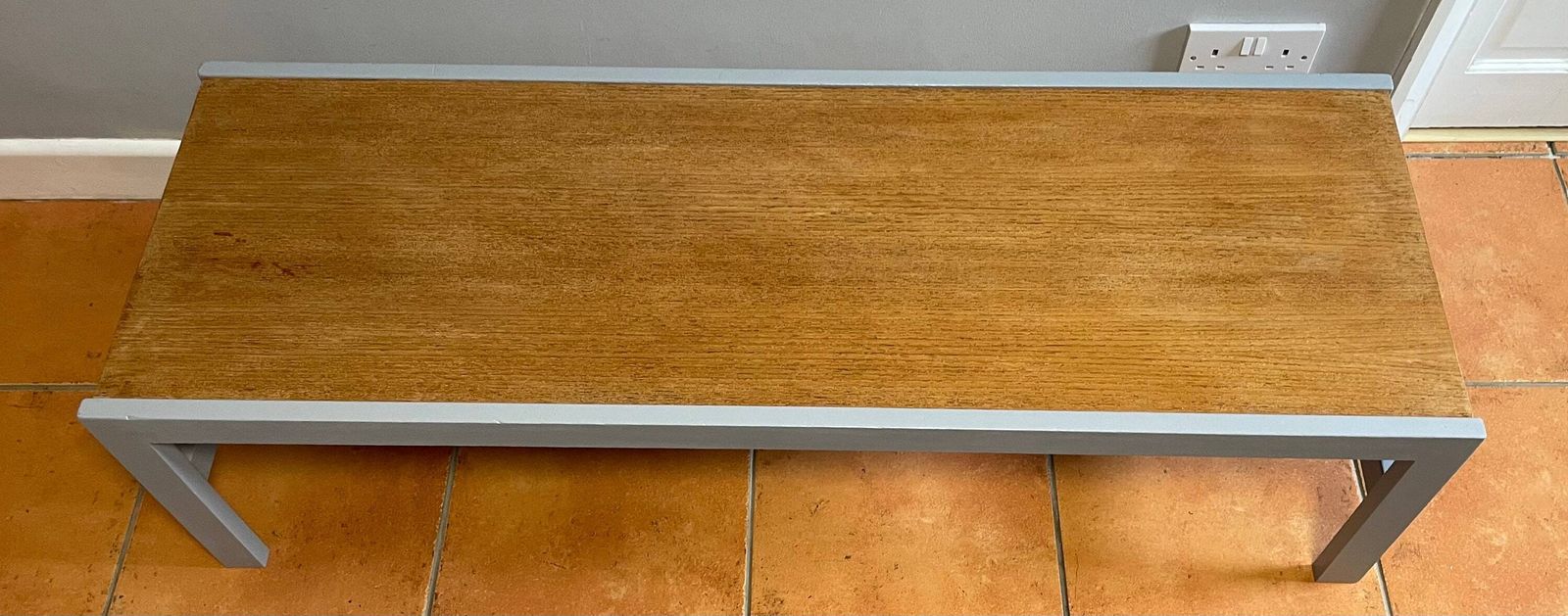 Upcycled Grey And Oak Modern Industrial Style Coffee Table 4ft photo furniture