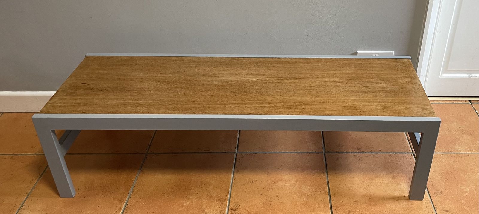 Upcycled Grey And Oak Modern Industrial Style Coffee Table 4ft photo for sale