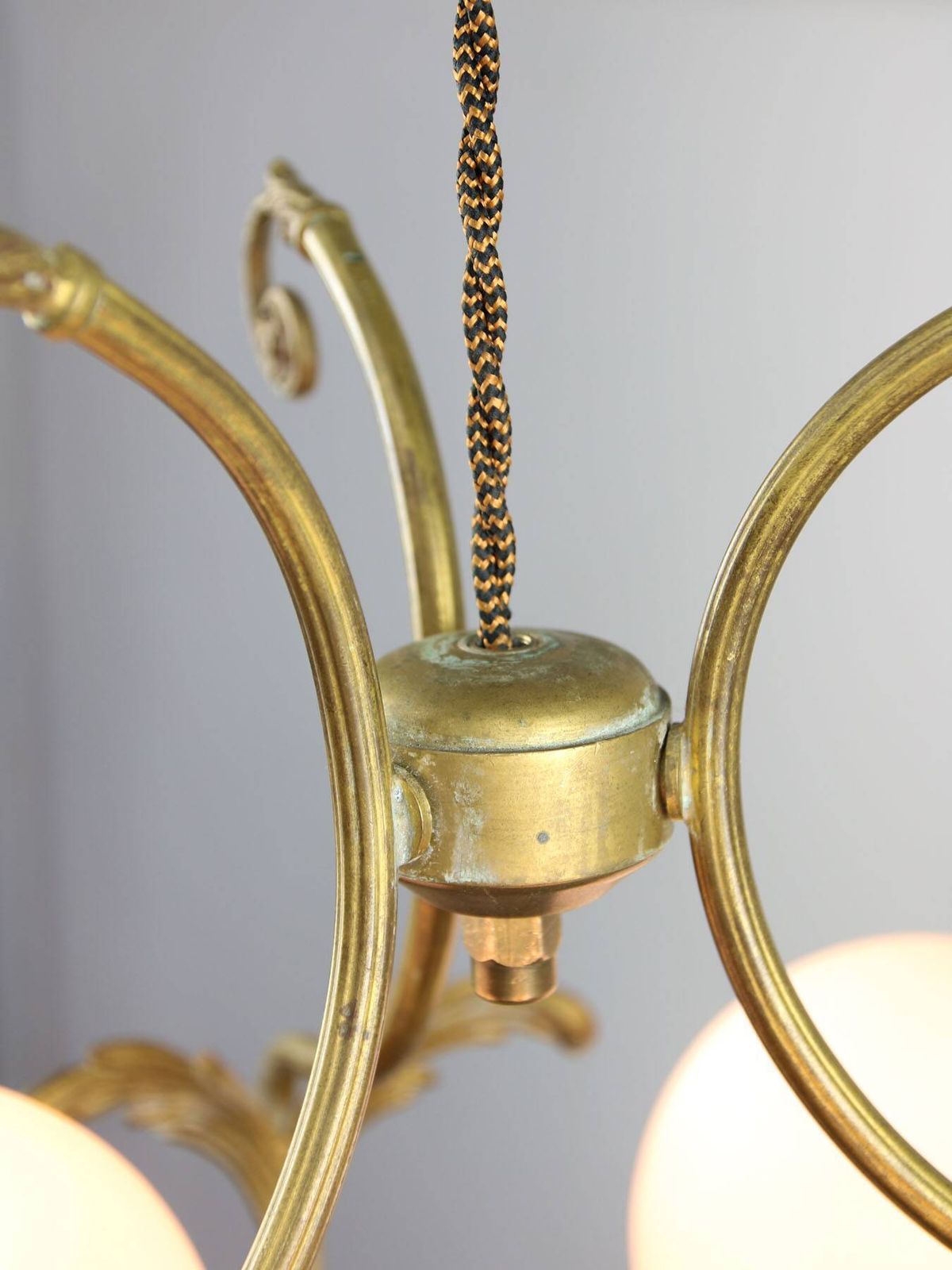 photo buy Antique Italian Brass And Opaline Chandelier