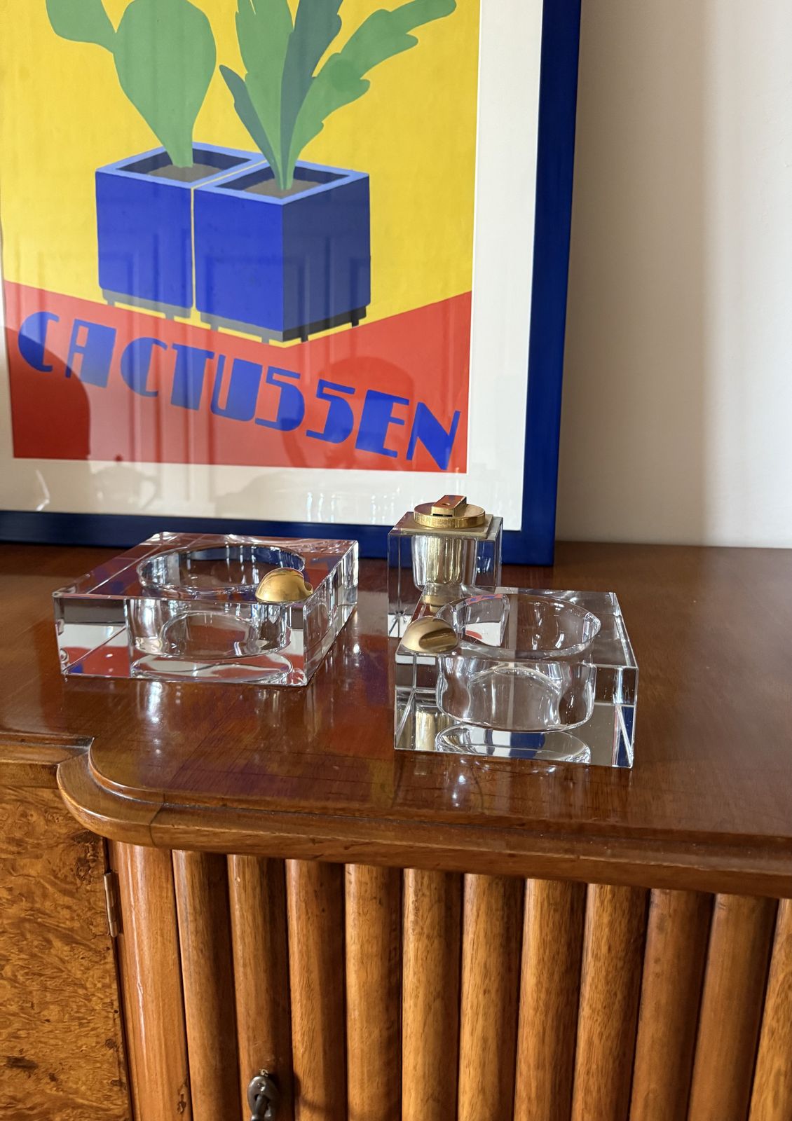 Hollywood Regency Glass Smoking Set, France 1970s photo furniture