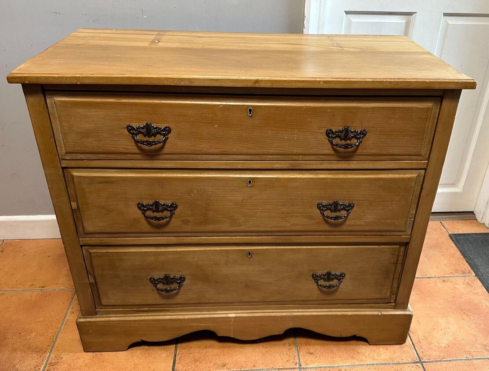 Edwardian Mahogany Three Drawer Dressing Chest Of Drawers