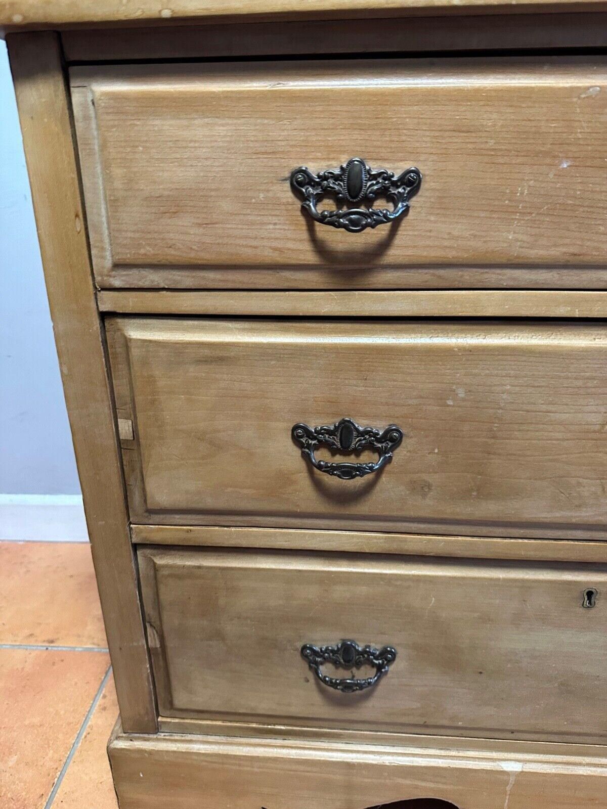 Edwardian Mahogany Three Drawer Dressing Chest Of Drawers photo for sale