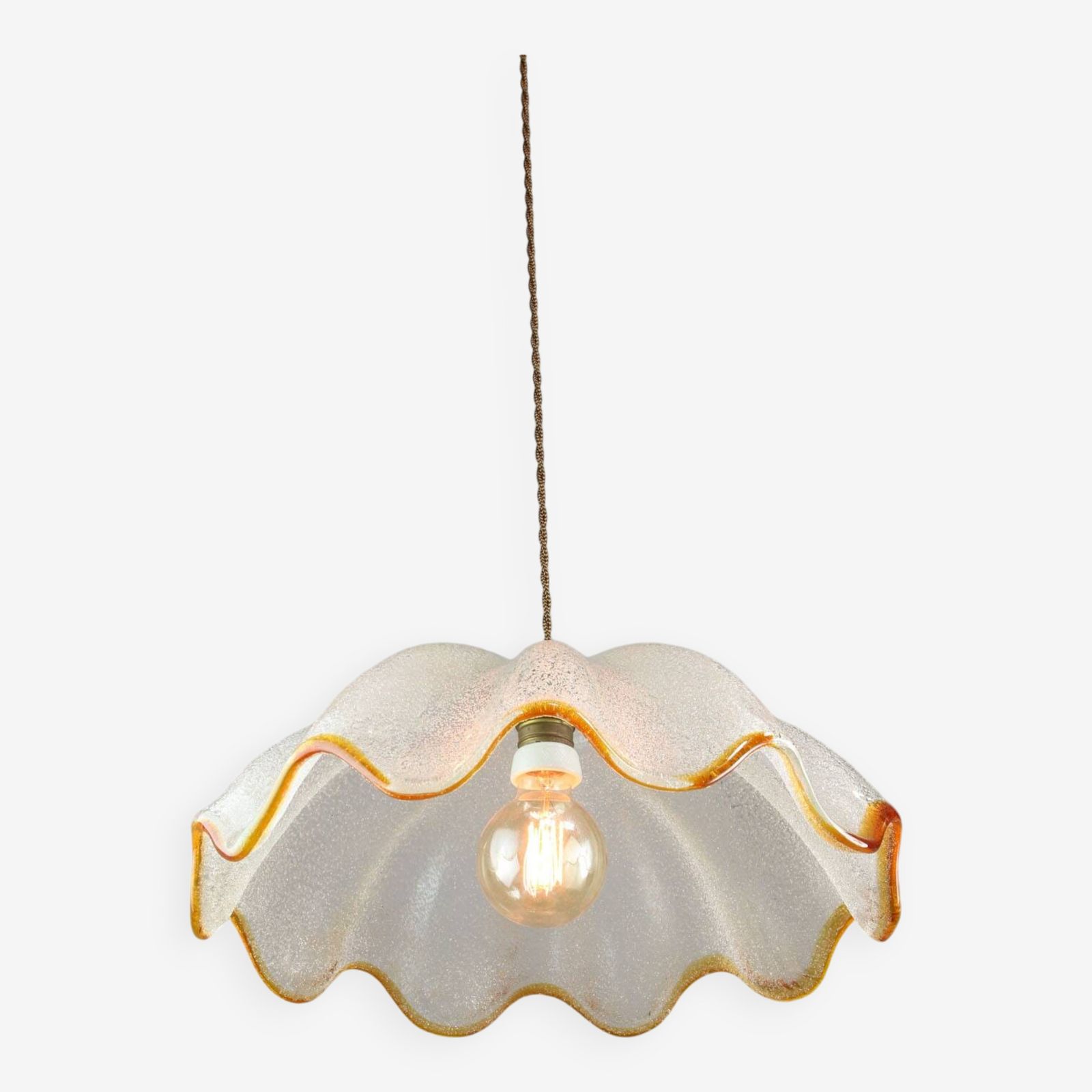 Mid Century Italian Murano Glass And Brass Pendant Lamp photo furniture