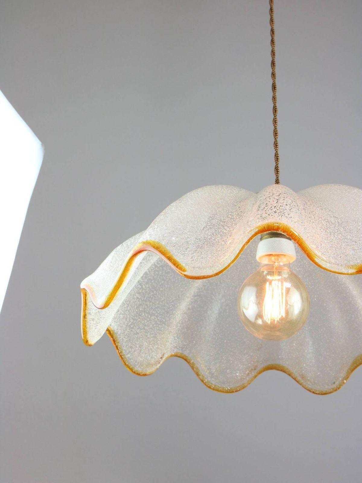 photo buy Mid Century Italian Murano Glass And Brass Pendant Lamp