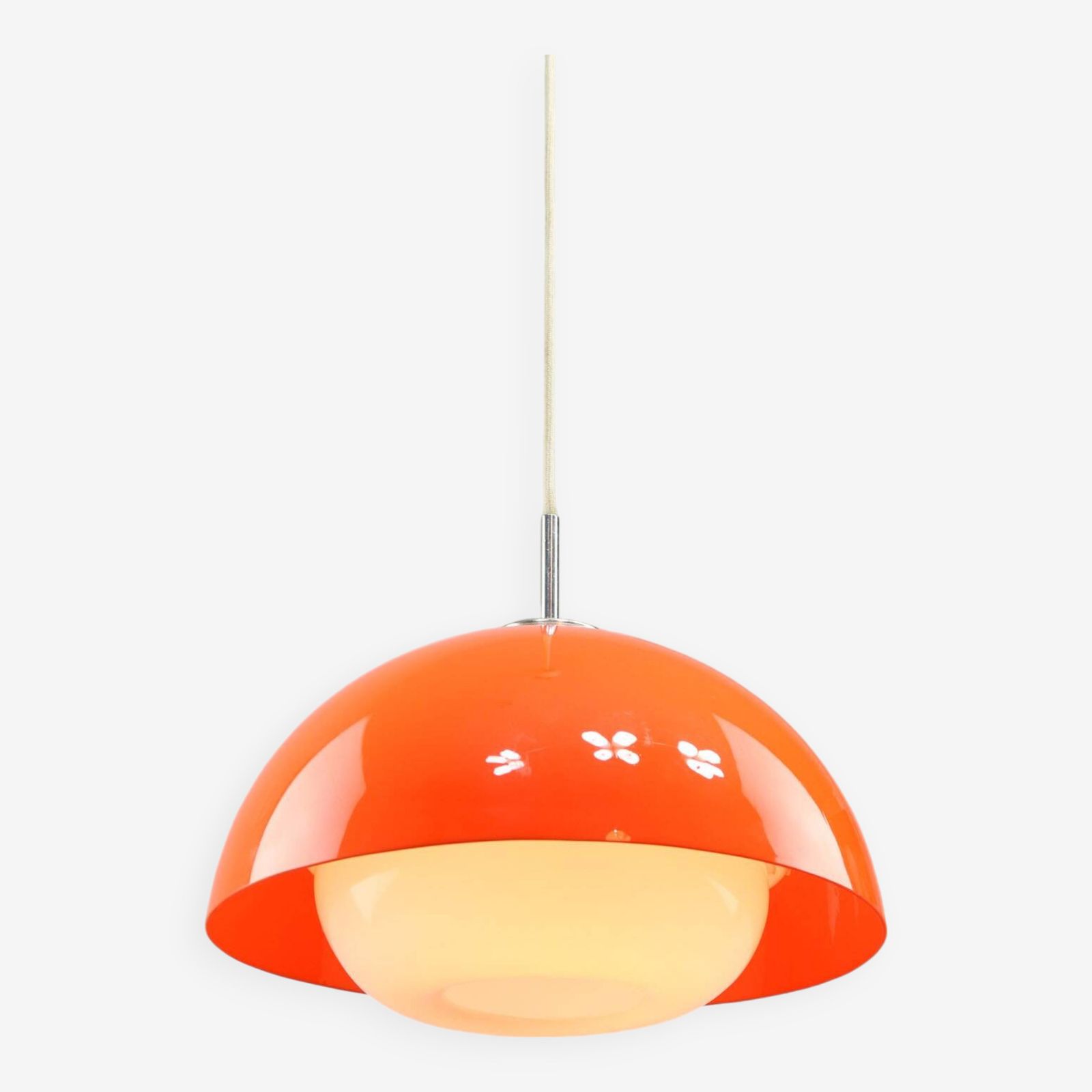Space Age Italian Orange Acrylic Glass Pendant Lamp, 1970s