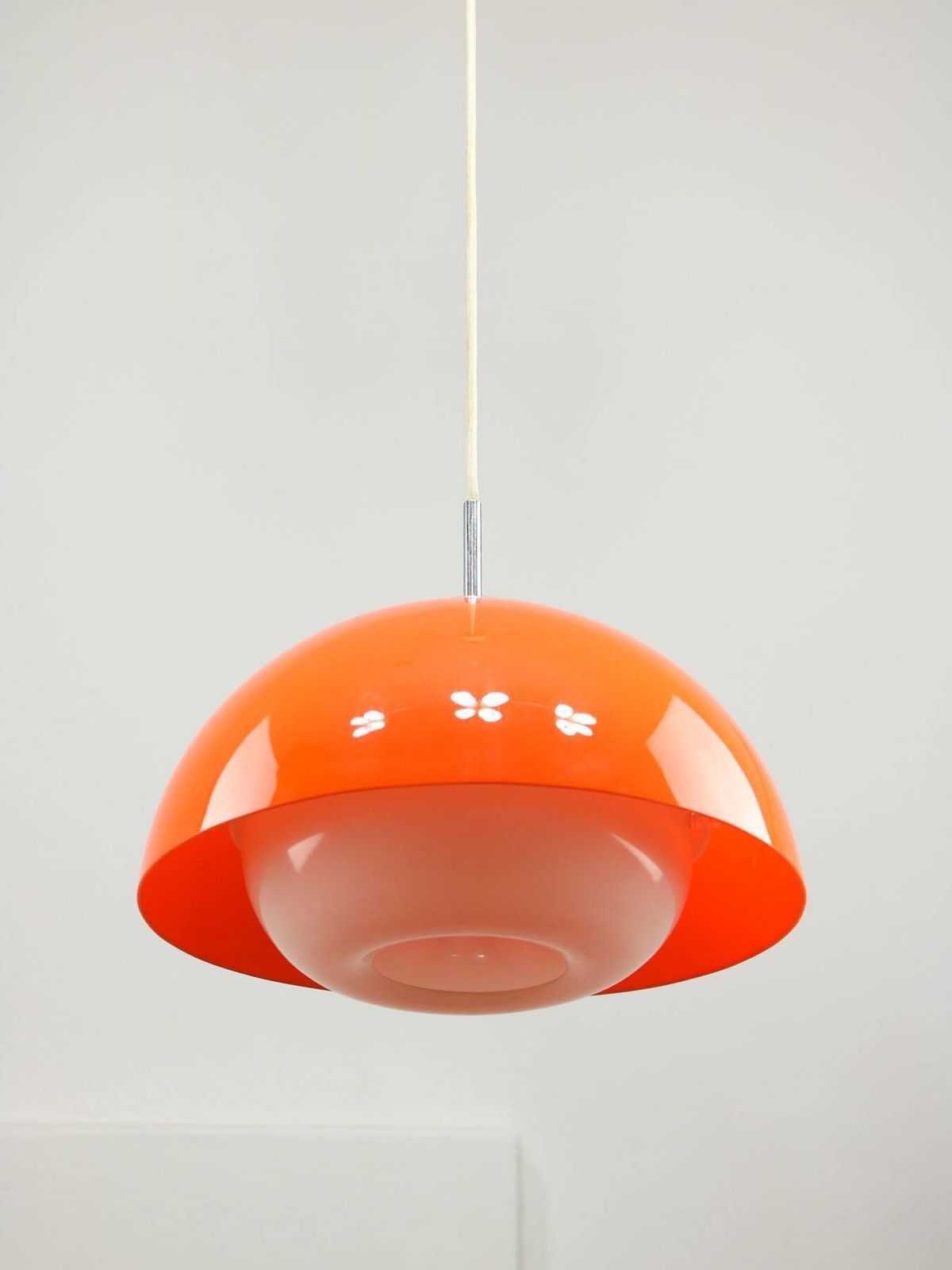 Space Age Italian Orange Acrylic Glass Pendant Lamp, 1970s photo 410.0