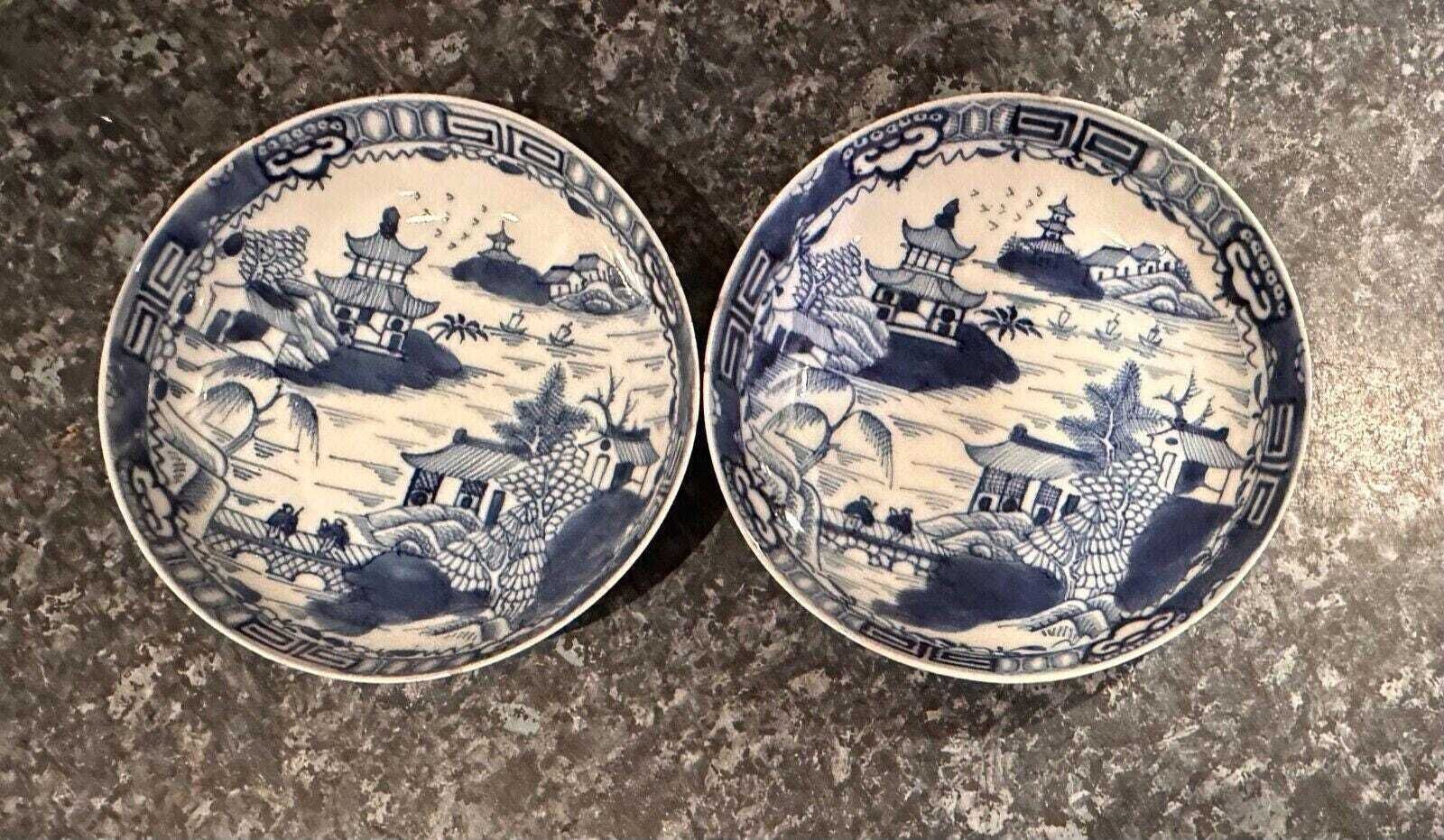 Pair Of Qing Porcelain Bowls C1800 Blue And White 16cm Diameter photo furniture