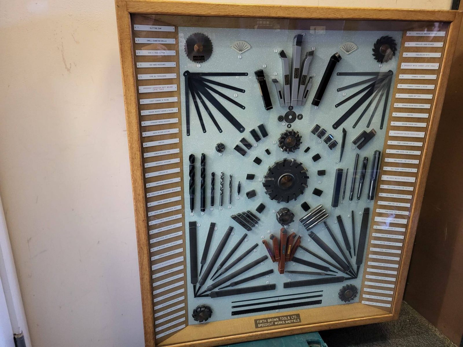 Firth Brown Tools Ltd Vintage Tools Advertising / Teaching Display Cabinet Full Of Original Tools
