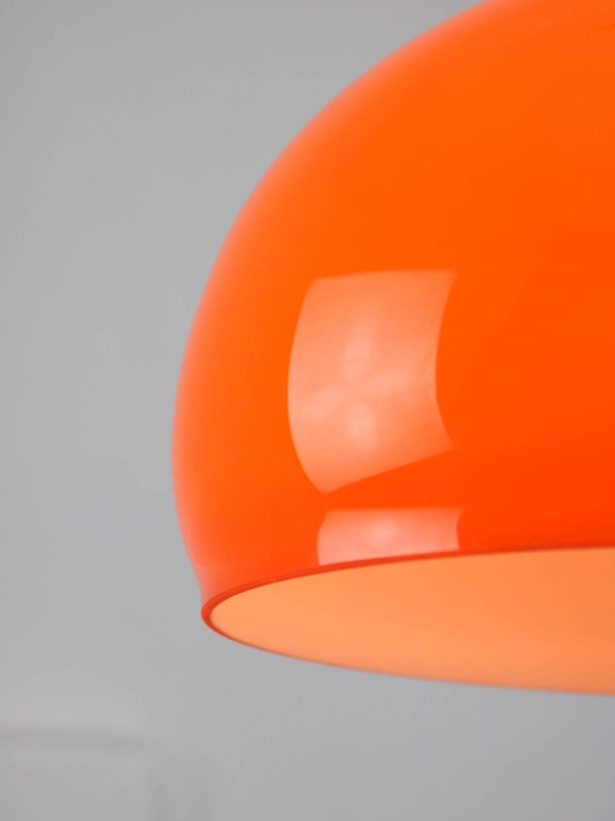 Mid Century Italian Pendant Lamp In Orange Glass And Brass photo for sale