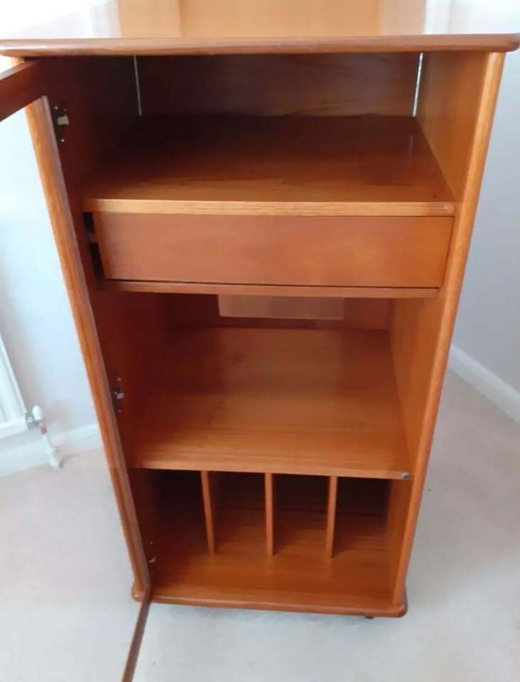 G Plan Teak Hifi Record Player Media Centre Cabinet 1980s Vintage