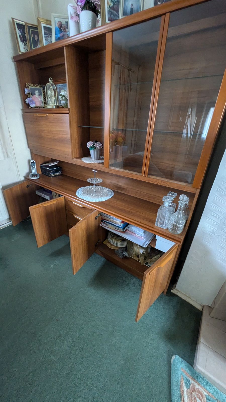 Mid Century State Room By Stonehill Teak Living Room  Display Cabinet photo for sale