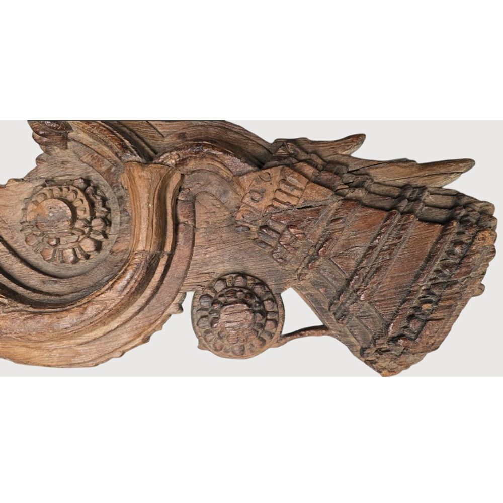 Antique Hand Carved Teak Wood Wall Corbels – 1900s Architectural Wall Brackets With Floral Motifs photo furniture