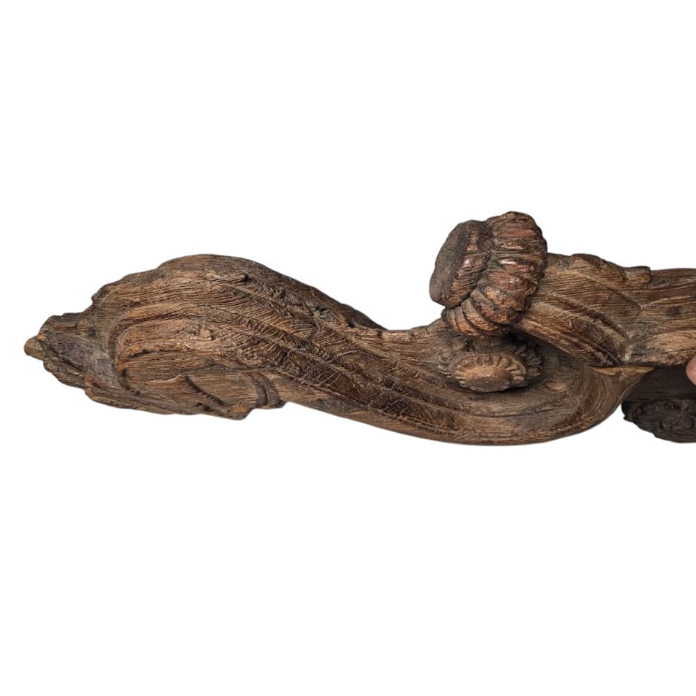 Antique Hand Carved Teak Wood Wall Corbels – 1900s Architectural Wall Brackets With Floral Motifs photo Home Decor
