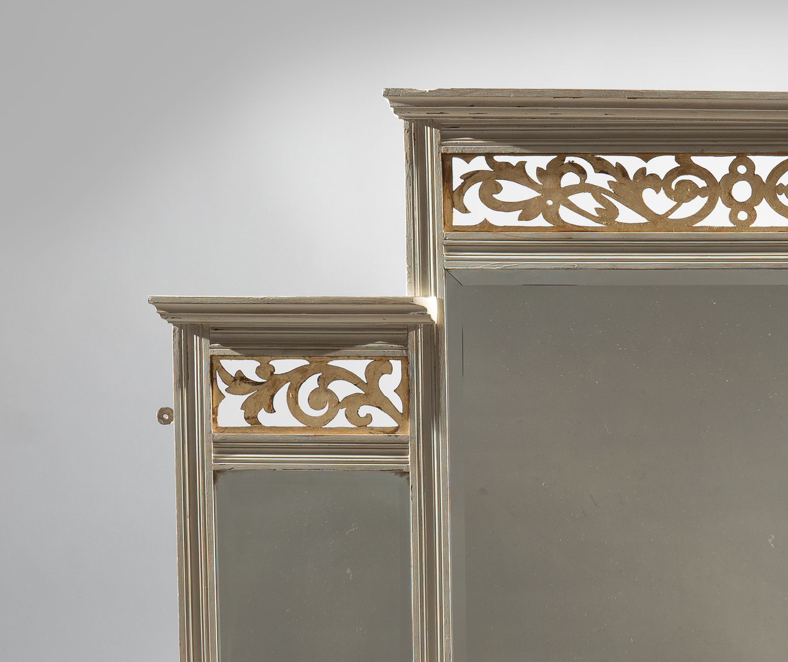 19th Century Victorian English Painted And Parcel   Gilt Overmantle Mirrror photo furniture