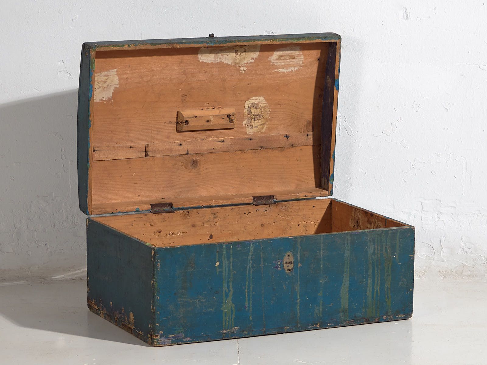Small Antique Chest With Navy Blue Patina (C.1920) #68 photo Furniture