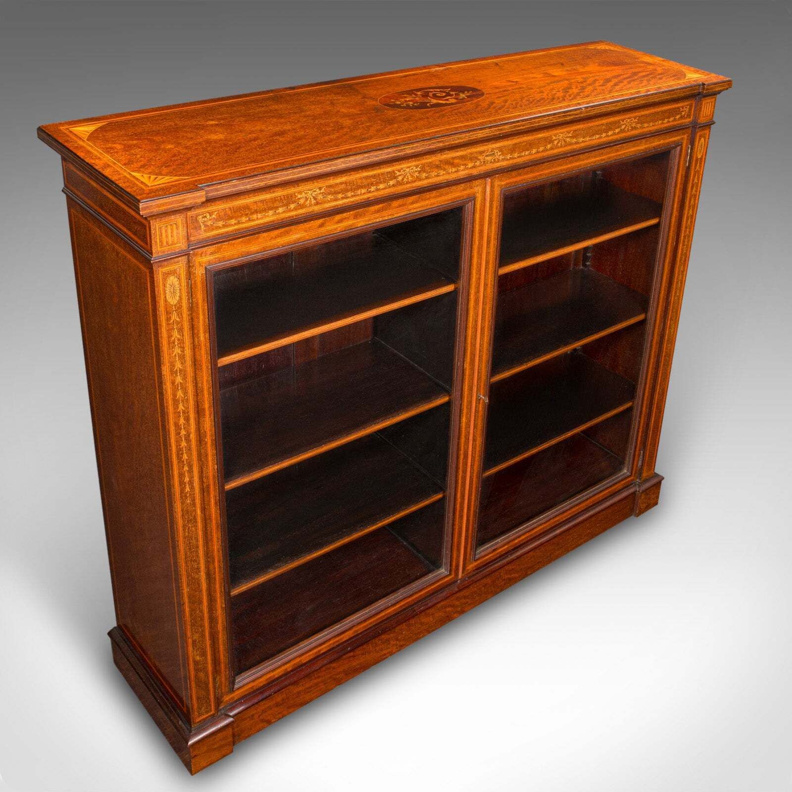 Large Antique Glazed Display Cabinet, English, Drawing Room, Bookcase, Edwardian photo buy