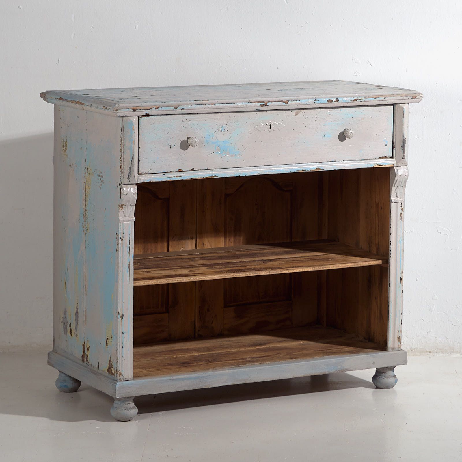 Antique Blue Patina Shop Counter (C.1940) #81